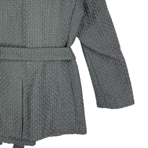 Calvin Klein Women's Linen Blend Dark Grey Textured Belted Pea Coat Size Small - Picture 6 of 10